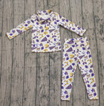 Preorder Samples GLP2762 Go Team Go Fight Win Football Bows Purple Yoga Girls Set