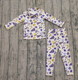 Preorder Samples GLP2762 Go Team Go Fight Win Football Bows Purple Yoga Girls Set