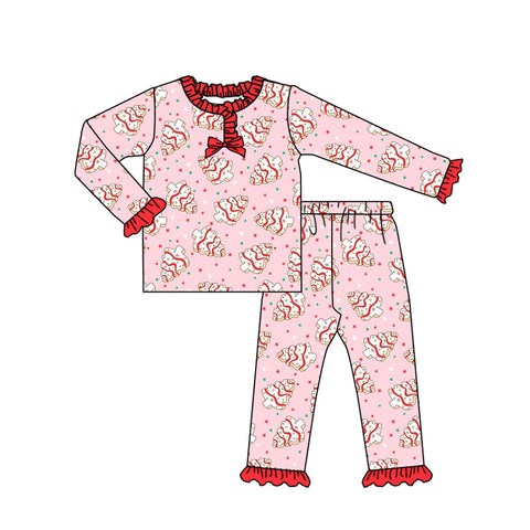 Preorder MOQ 5 Pcs GLP2769 baby girls Christmas pie red pajamas
