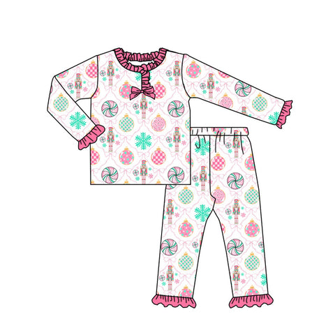 Preorder MOQ 5 Pcs GLP2770 baby girls Christmas solider pajamas