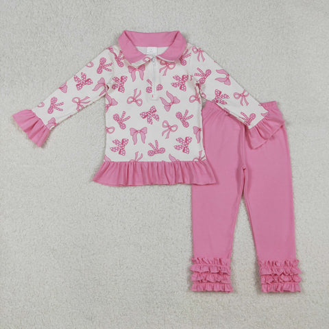 GLP2778 baby girls bow pink Girls Set