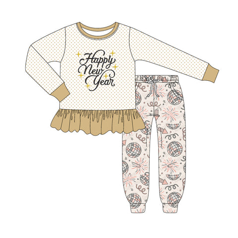 Preorder MOQ 5 Pcs GLP2780 baby girls Happy long sleeves outfits