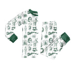Preorder MOQ 5 Pcs GLP2800 Christmas Santa Green Girls Pajamas Set