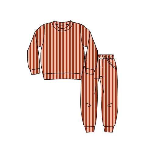 Preorder MOQ 5 Pcs GLP2801 Christmas Red Stripe Girls Pajamas Set