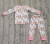 Preorder Samples GLP2805 Farm Animals Flower Pink Girls Pajamas Set