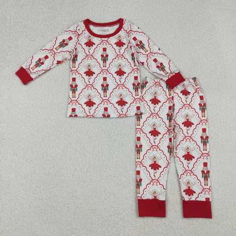 GLP2808 Christmas Ballet Soldier Red Girls Pajamas Set