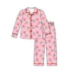 Preorder 09.24 GLP2814 Christmas Bows Candy Canes Pink Buttons Adult Women Pajamas Set