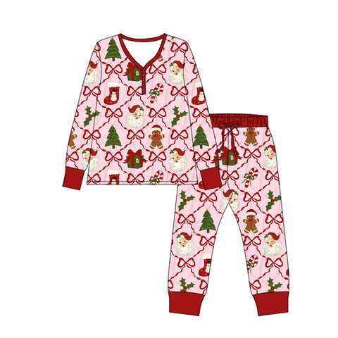Preorder 09.24 GLP2815 Christmas Santa Trees Red Adult Women Pajamas Set
