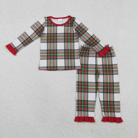 GLP2829 Christmas Plaid Red Girls Pajamas Set