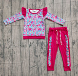 Preorder Samples GLP2831 Boutique Flower Ruffles Pink Girls Set