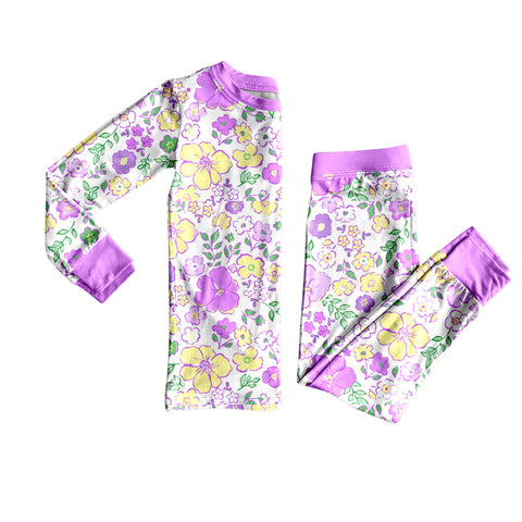 Preorder 10.01 MOQ 5 pcs GLP2846 Mardi Gras Flower Girls Pajamas Set