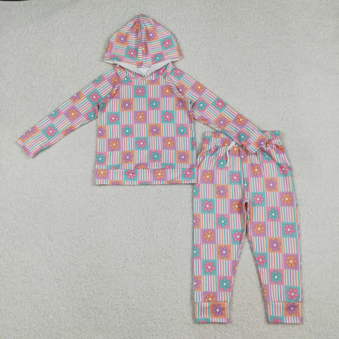 GLP2853 Flower Colorful Hoodie Girls Set