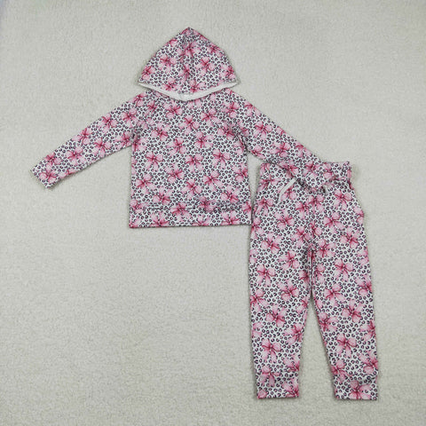 GLP2854 Bows Leopard Pink Hoodie Girls Set (12-18M to 7-8T)