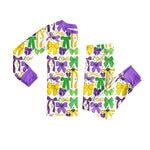 Preorder 10.01 MOQ 5 pcs GLP2857 Mardi Gras Bows Girls Pajamas Set