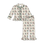 Preorder 10.01 MOQ 5 pcs GLP2859 Mallard Ducks Buttons Girls Pajamas Set