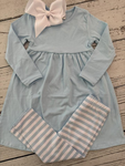 Preorder 10.01 MOQ 5 pcs GLP2862 Sky Blue Stripe Girls Set