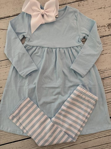 Preorder 10.01 MOQ 5 pcs GLP2862 Sky Blue Stripe Girls Set
