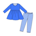 Preorder 10.01 MOQ 5 pcs GLP2865 Blue Stripe Girls Set