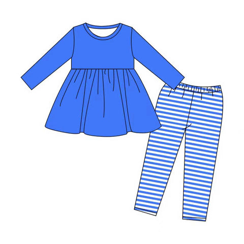 Preorder 10.01 MOQ 5 pcs GLP2865 Blue Stripe Girls Set