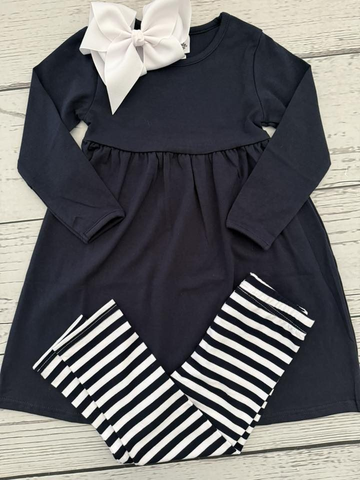 Preorder 10.01 MOQ 5 pcs GLP2866 Navy Stripe Girls Set
