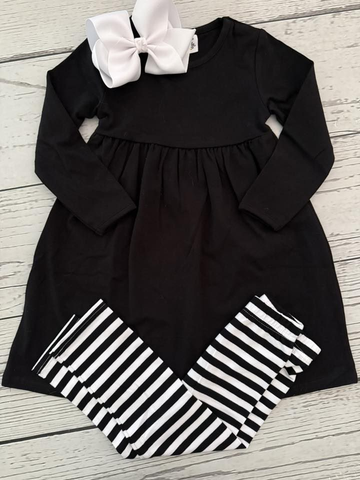 Preorder 10.01 MOQ 5 pcs GLP2867 Black Stripe Girls Set