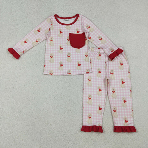 GLP2880 Valentine's Day Dog Love Girls Pajamas Set (12-18M to 7-8T)