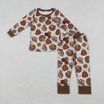 GLP2884 Thanksgiving Turkey Pumpkin Pie Girls Pajamas Set (12-18M to 7-8T)