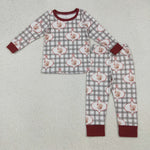 GLP2885 Thanksgiving Turkey Plaid Girls Pajamas Set (12-18M to 7-8T)