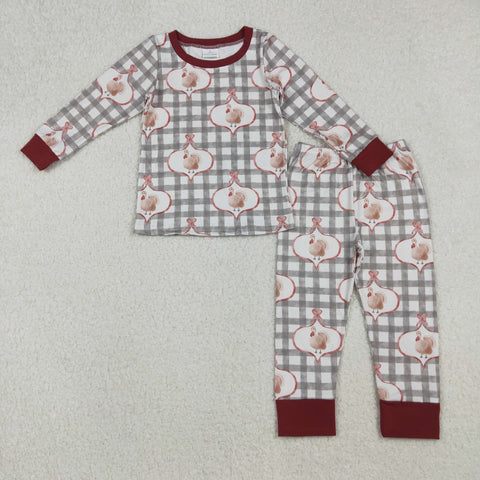 GLP2885 Thanksgiving Turkey Plaid Girls Pajamas Set (12-18M to 7-8T)