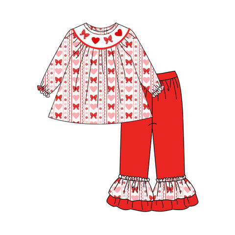 Preorder 10.08 MOQ 5 pcs GLP2888 Valentine's Day Love Bows Girls Set