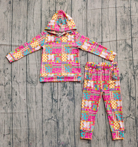 Preorder Samples GLP2891 Jesus Bows Pink Hoodie Girls Set