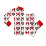 Preorder 10.10 MOQ 5 pcs GLP2903 Valentine's Day Love Bows Girls Pajamas Set