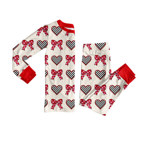 Preorder 10.10 MOQ 5 pcs GLP2903 Valentine's Day Love Bows Girls Pajamas Set