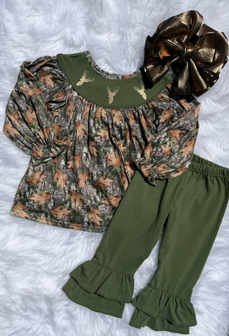 Preorder 10.14 MOQ 5 pcs GLP2908 Hunting Elk Army Green Girls Set