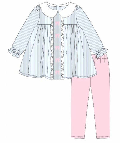Preorder 10.14 MOQ 5 pcs GLP2909 Bows Stripe Cute Girls Set