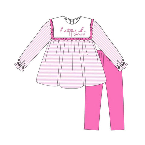 Preorder 10.15 MOQ 5 pcs GLP2916 Valentine's Day Loved Pink Girls Set