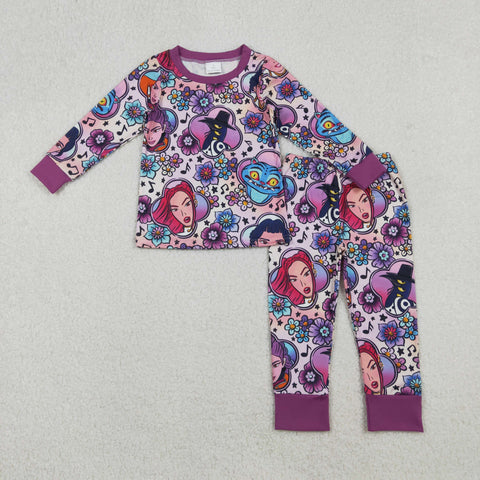 GLP2917 Cartoon Hot Pink Purple Girls Pajamas Set
