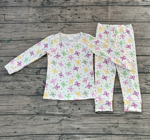 Preorder Samples GLP2920 Mardi Gras Bows Girls Pajamas Set