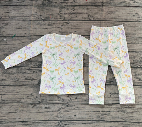 Preorder Samples GLP2921 Mardi Gras Bows Girls Pajamas Set
