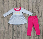 Preorder Samples GLP2923 Embroidery Mallard Ducks Bows Stripe Pink Girls Set