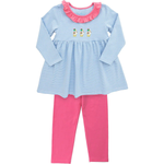 Preorder Samples GLP2923 Embroidery Mallard Ducks Bows Stripe Pink Girls Set