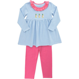 Preorder Samples GLP2923 Embroidery Mallard Ducks Bows Stripe Pink Girls Set