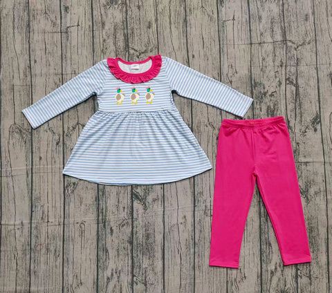 Preorder Samples GLP2923 Embroidery Mallard Ducks Bows Stripe Pink Girls Set
