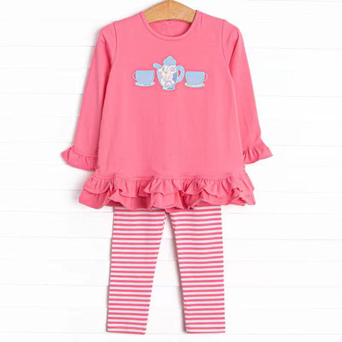 Preorder 10.17 MOQ 5 pcs GLP2927 Drink Tea Stripe Girls Set