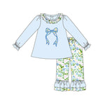 Preorder 10.17 MOQ 5 pcs GLP2930 Bows Flower Sky Blue Girls Set