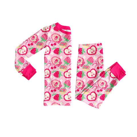 Preorder 10.20 MOQ 5 pcs GLP2933 Cherry Strawberry Pink Girls Pajamas Set