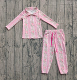 Preorder Samples GLP2940 Flower Rose Pink Zipper Pullover Jogger Yoga Girls Set
