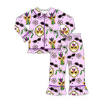Preorder 10.21 MOQ 5 pcs GLP2949 Mardi Gras Mask Buttons Girls Pajamas Set