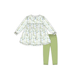 Preorder 10.23 MOQ 5 pcs GLP2952 Flower Green Girls Set