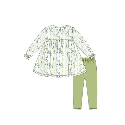 Preorder 10.23 MOQ 5 pcs GLP2952 Flower Green Girls Set